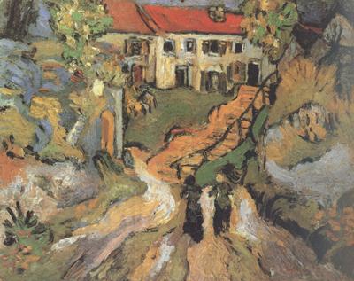  Village Street and Step in Auvers with Two Figures (nn04)
